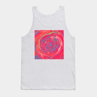 Peach Red Rose Swirl Marble Design Abstract Art Tank Top